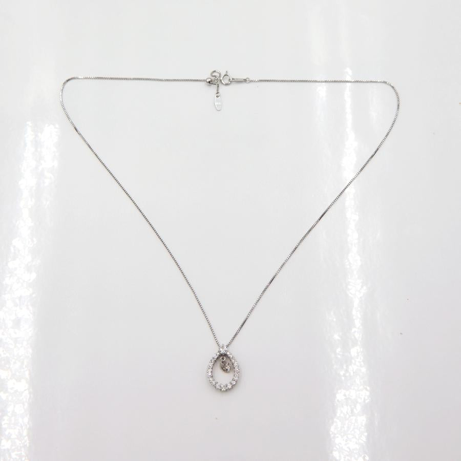 K18WGダイヤペンダントネックレス D0.525ct 0.378ct　ネック長さ約44cm　重量4.18ｇ(石の重量含む) (中古)
