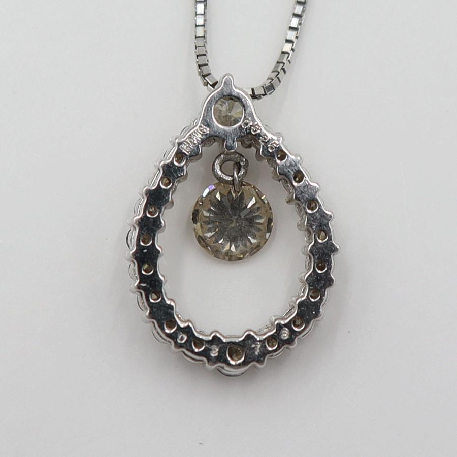 K18WGダイヤペンダントネックレス D0.525ct 0.378ct　ネック長さ約44cm　重量4.18ｇ(石の重量含む) (中古)