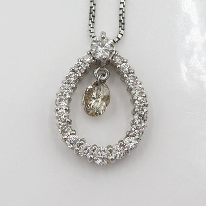 K18WGダイヤペンダントネックレス D0.525ct 0.378ct　ネック長さ約44cm　重量4.18ｇ(石の重量含む) (中古)
