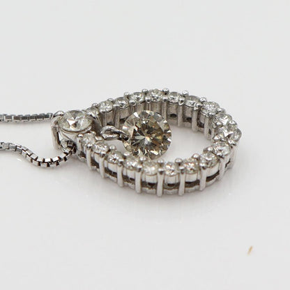 K18WGダイヤペンダントネックレス D0.525ct 0.378ct　ネック長さ約44cm　重量4.18ｇ(石の重量含む) (中古)