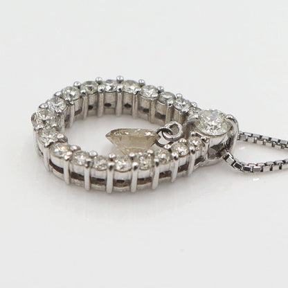 K18WGダイヤペンダントネックレス D0.525ct 0.378ct　ネック長さ約44cm　重量4.18ｇ(石の重量含む) (中古)