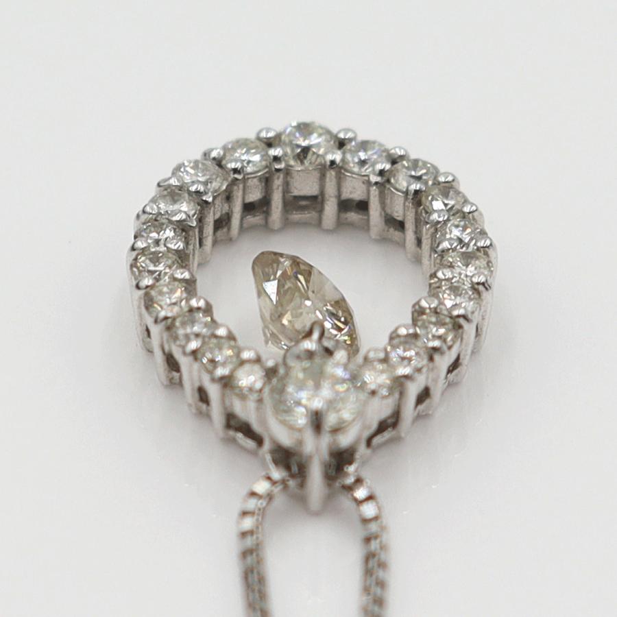K18WGダイヤペンダントネックレス D0.525ct 0.378ct　ネック長さ約44cm　重量4.18ｇ(石の重量含む) (中古)