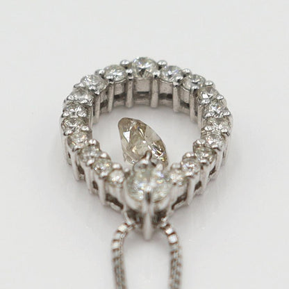 K18WGダイヤペンダントネックレス D0.525ct 0.378ct　ネック長さ約44cm　重量4.18ｇ(石の重量含む) (中古)