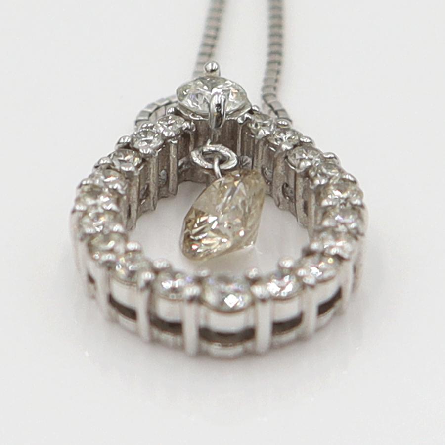 K18WGダイヤペンダントネックレス D0.525ct 0.378ct　ネック長さ約44cm　重量4.18ｇ(石の重量含む) (中古)