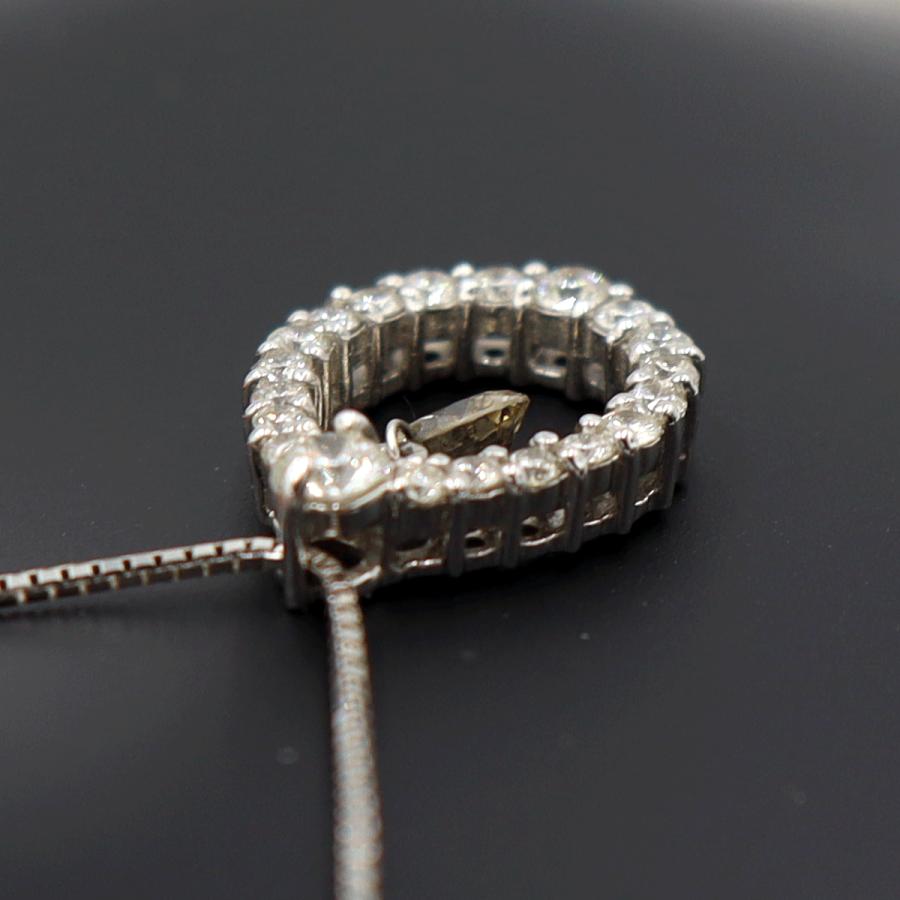 K18WGダイヤペンダントネックレス D0.525ct 0.378ct　ネック長さ約44cm　重量4.18ｇ(石の重量含む) (中古)