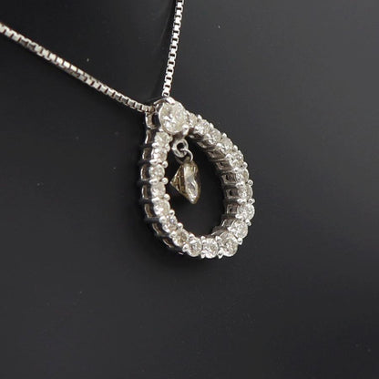 K18WGダイヤペンダントネックレス D0.525ct 0.378ct　ネック長さ約44cm　重量4.18ｇ(石の重量含む) (中古)
