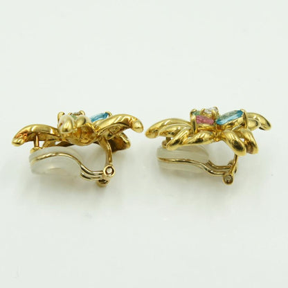 エミリオ・プッチ(Emilio Pucci)　750マルチ石イヤリング　「フラワー」　重量8.76ｇ(石の重量含む)　ハイビスカス　レディース（中古）