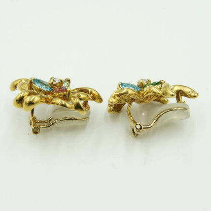 エミリオ・プッチ(Emilio Pucci)　750マルチ石イヤリング　「フラワー」　重量8.76ｇ(石の重量含む)　ハイビスカス　レディース（中古）