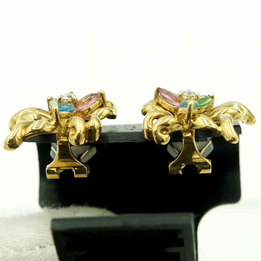 エミリオ・プッチ(Emilio Pucci)　750マルチ石イヤリング　「フラワー」　重量8.76ｇ(石の重量含む)　ハイビスカス　レディース（中古）