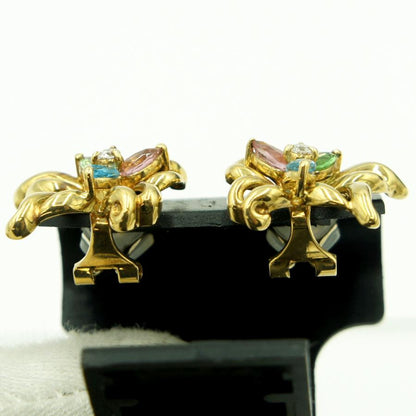 エミリオ・プッチ(Emilio Pucci)　750マルチ石イヤリング　「フラワー」　重量8.76ｇ(石の重量含む)　ハイビスカス　レディース（中古）