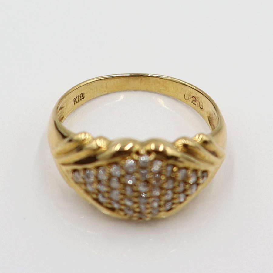 K18ダイヤモンドリング　D0.20ct　リングサイズ7号　重量3.10ｇ(石の重量含む)(中古)