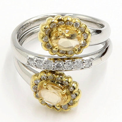 Pt900/K18トパーズダイヤモンドリング　T0.43ct　D0.41ct　リングサイズ12号　重量9.07ｇ(石の重量含む)　レディース（中古）