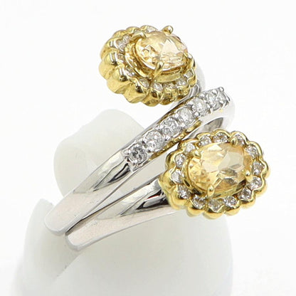 Pt900/K18トパーズダイヤモンドリング　T0.43ct　D0.41ct　リングサイズ12号　重量9.07ｇ(石の重量含む)　レディース（中古）