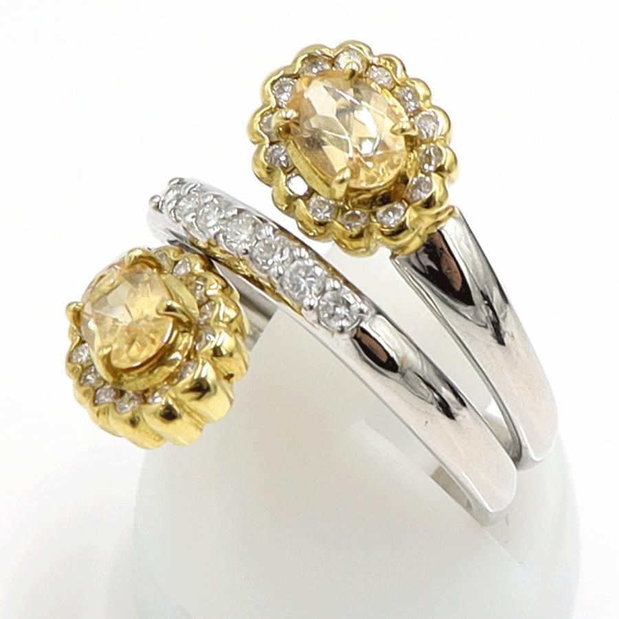 Pt900/K18トパーズダイヤモンドリング　T0.43ct　D0.41ct　リングサイズ12号　重量9.07ｇ(石の重量含む)　レディース（中古）