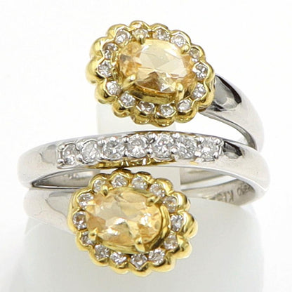 Pt900/K18トパーズダイヤモンドリング　T0.43ct　D0.41ct　リングサイズ12号　重量9.07ｇ(石の重量含む)　レディース（中古）