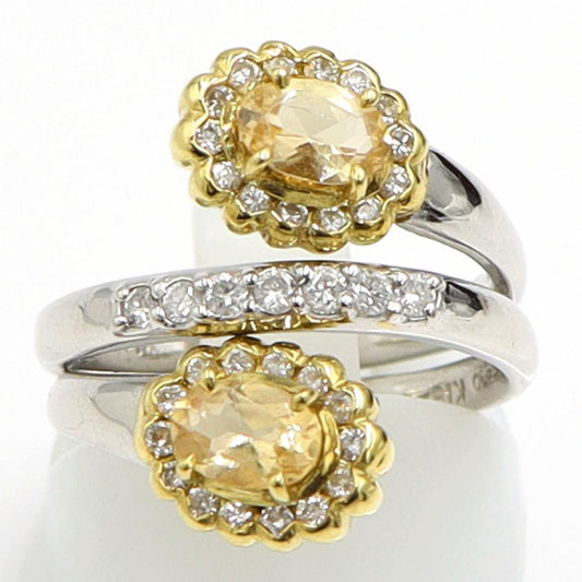 Pt900/K18トパーズダイヤモンドリング　T0.43ct　D0.41ct　リングサイズ12号　重量9.07ｇ(石の重量含む)　レディース（中古）