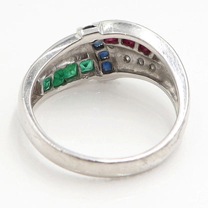 Pt900マルチ石リング　E0.30ct　R0.32ct　S0.20ct　リングサイズ12号　重量5.66ｇ(石の重量含む)　レディース（中古）