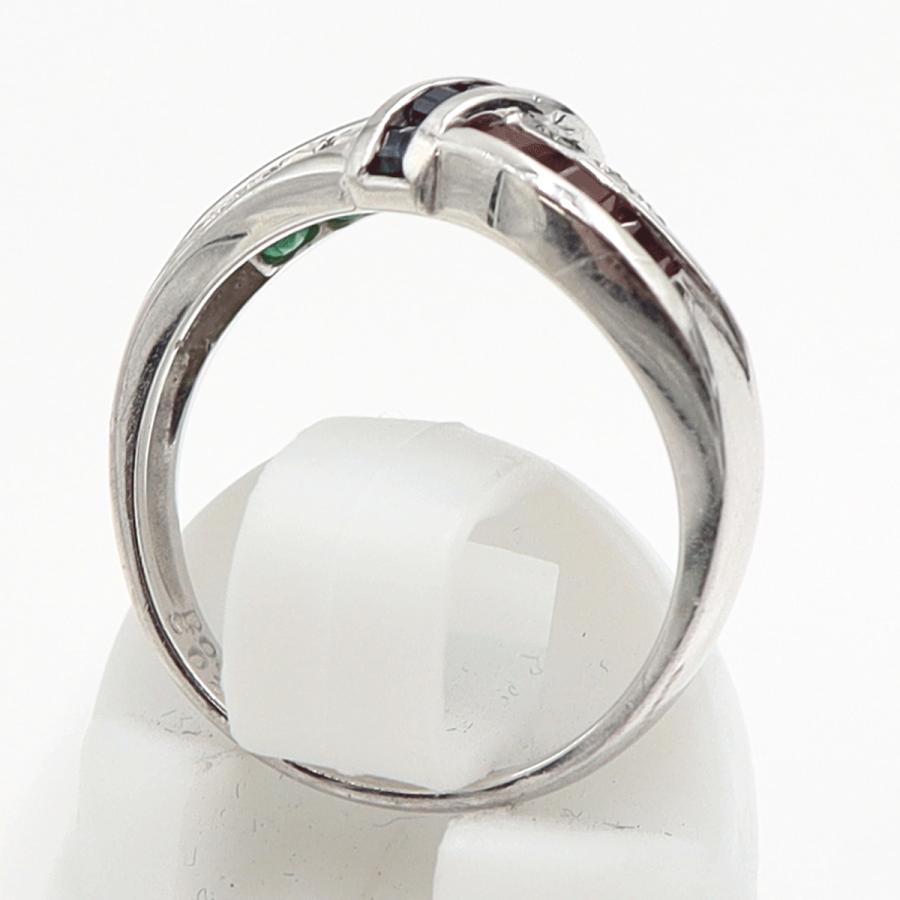 Pt900マルチ石リング　E0.30ct　R0.32ct　S0.20ct　リングサイズ12号　重量5.66ｇ(石の重量含む)　レディース（中古）
