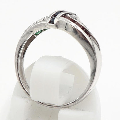 Pt900マルチ石リング　E0.30ct　R0.32ct　S0.20ct　リングサイズ12号　重量5.66ｇ(石の重量含む)　レディース（中古）