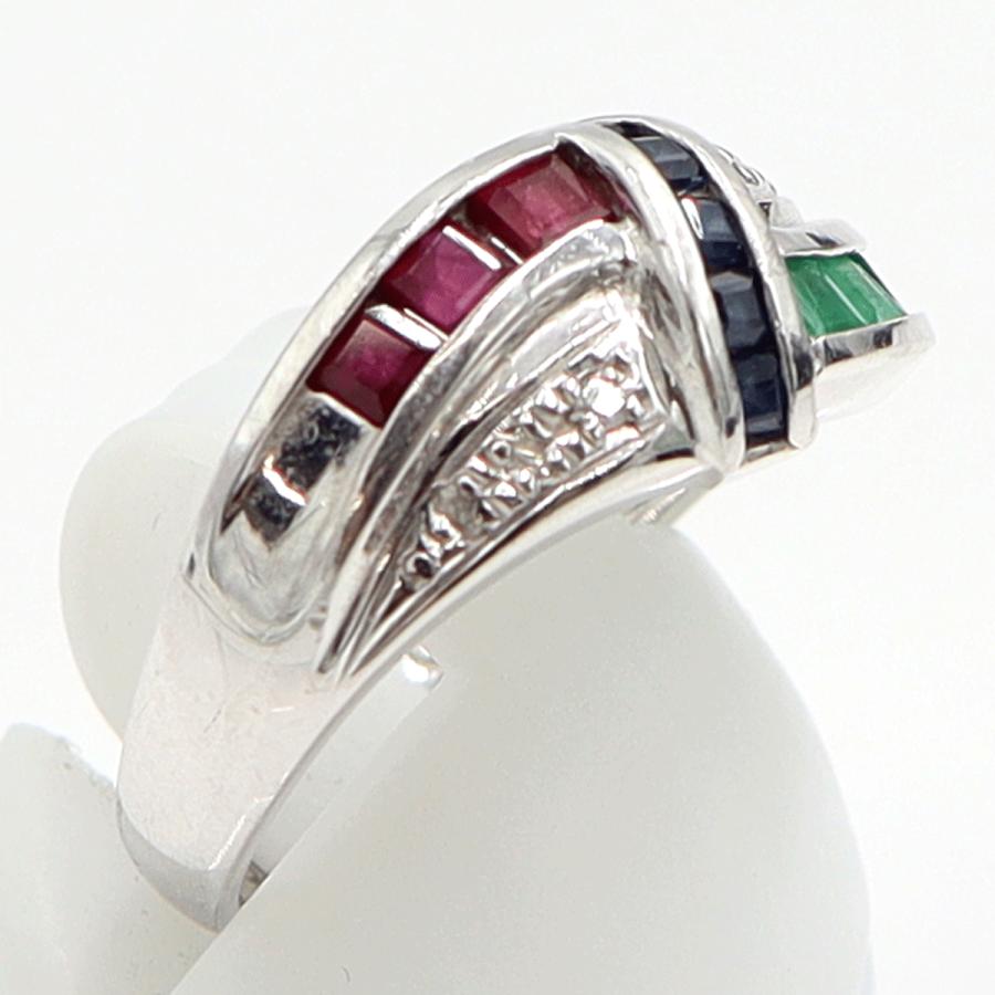 Pt900マルチ石リング　E0.30ct　R0.32ct　S0.20ct　リングサイズ12号　重量5.66ｇ(石の重量含む)　レディース（中古）
