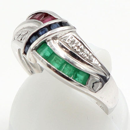 Pt900マルチ石リング　E0.30ct　R0.32ct　S0.20ct　リングサイズ12号　重量5.66ｇ(石の重量含む)　レディース（中古）