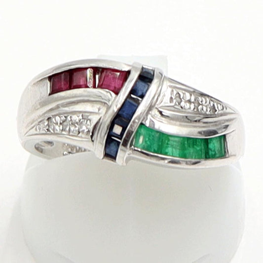 Pt900マルチ石リング　E0.30ct　R0.32ct　S0.20ct　リングサイズ12号　重量5.66ｇ(石の重量含む)　レディース（中古）