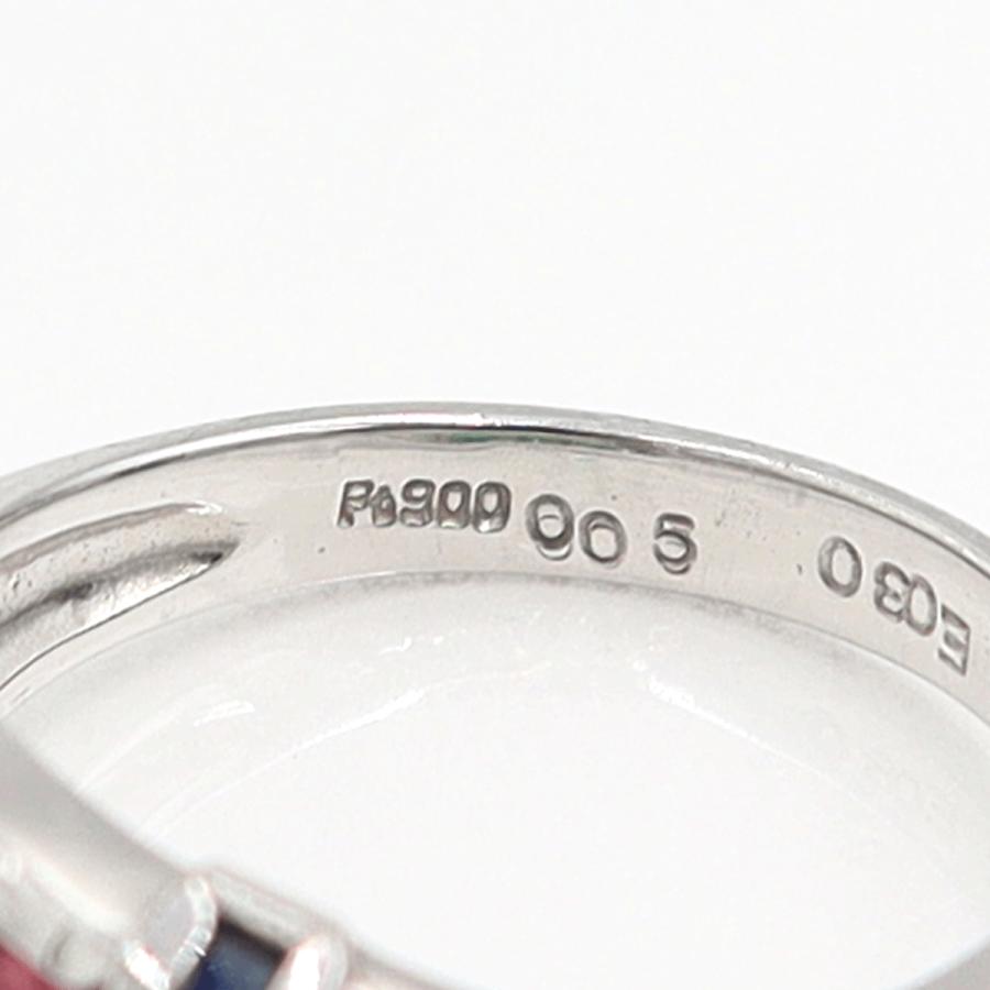 Pt900マルチ石リング　E0.30ct　R0.32ct　S0.20ct　リングサイズ12号　重量5.66ｇ(石の重量含む)　レディース（中古）