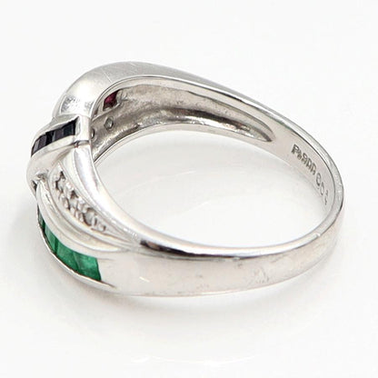 Pt900マルチ石リング　E0.30ct　R0.32ct　S0.20ct　リングサイズ12号　重量5.66ｇ(石の重量含む)　レディース（中古）