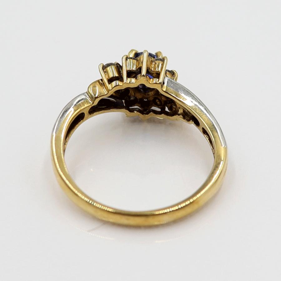 K18/Pt900サファイアリング S0.34ct D0.21ct リングサイズ11号　 重量3.47ｇ(石の重量含む)　レディース(中古)