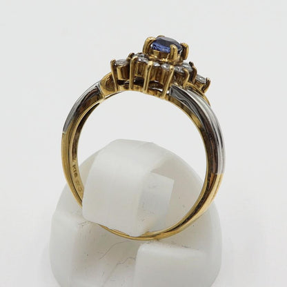 K18/Pt900サファイアリング S0.34ct D0.21ct リングサイズ11号　 重量3.47ｇ(石の重量含む)　レディース(中古)