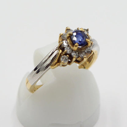 K18/Pt900サファイアリング S0.34ct D0.21ct リングサイズ11号　 重量3.47ｇ(石の重量含む)　レディース(中古)