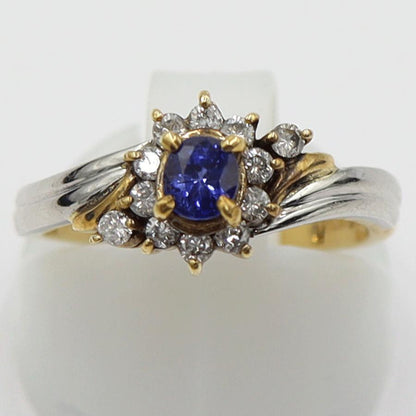 K18/Pt900サファイアリング S0.34ct D0.21ct リングサイズ11号　 重量3.47ｇ(石の重量含む)　レディース(中古)