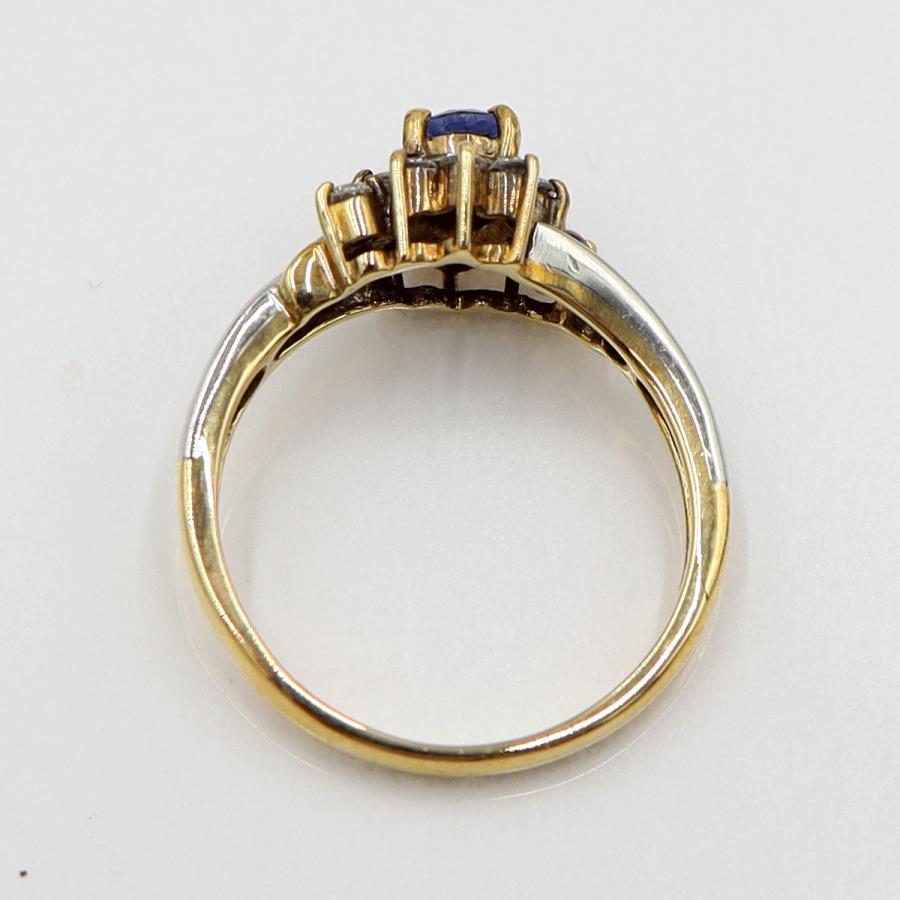 K18/Pt900サファイアリング S0.34ct D0.21ct リングサイズ11号　 重量3.47ｇ(石の重量含む)　レディース(中古)