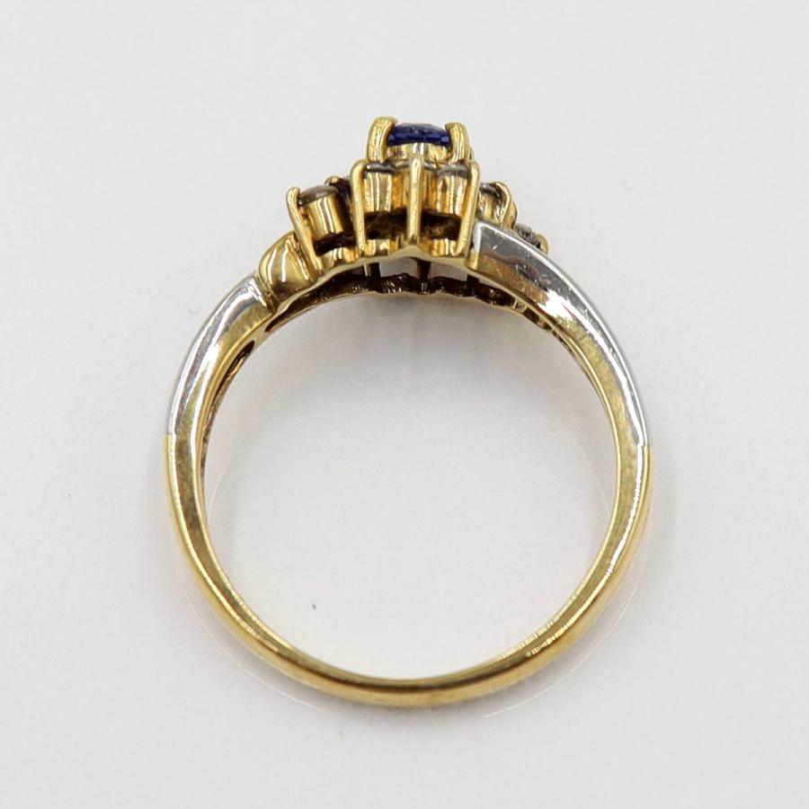 K18/Pt900サファイアリング S0.34ct D0.21ct リングサイズ11号　 重量3.47ｇ(石の重量含む)　レディース(中古)