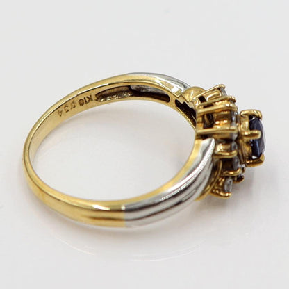 K18/Pt900サファイアリング S0.34ct D0.21ct リングサイズ11号　 重量3.47ｇ(石の重量含む)　レディース(中古)