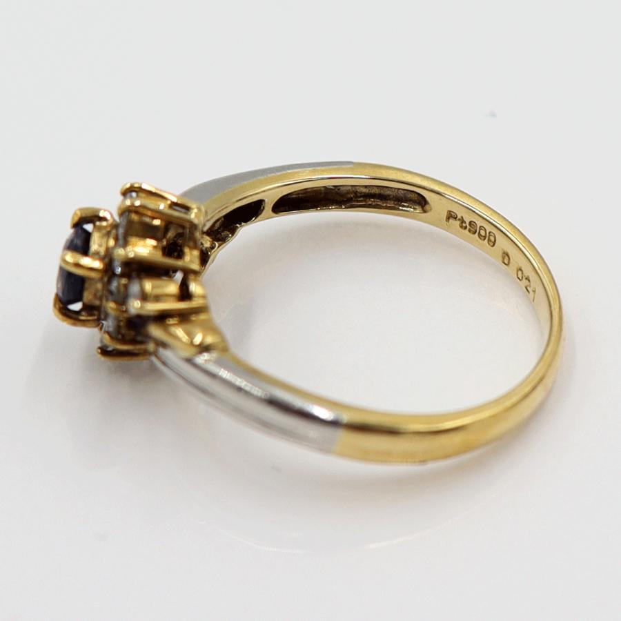 K18/Pt900サファイアリング S0.34ct D0.21ct リングサイズ11号　 重量3.47ｇ(石の重量含む)　レディース(中古)