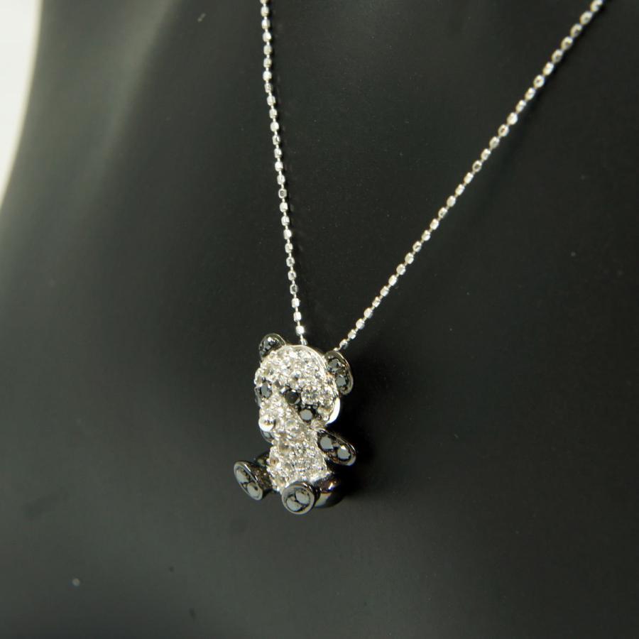 K18WGダイヤモンドパンダ　ペンダント付きネックレス　D0.60,0.20ct　重量4.3ｇ(石の重量含む)（中古）