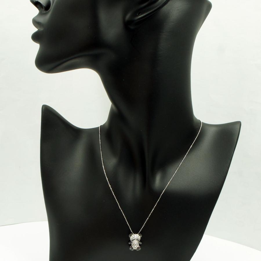 K18WGダイヤモンドパンダ　ペンダント付きネックレス　D0.60,0.20ct　重量4.3ｇ(石の重量含む)（中古）