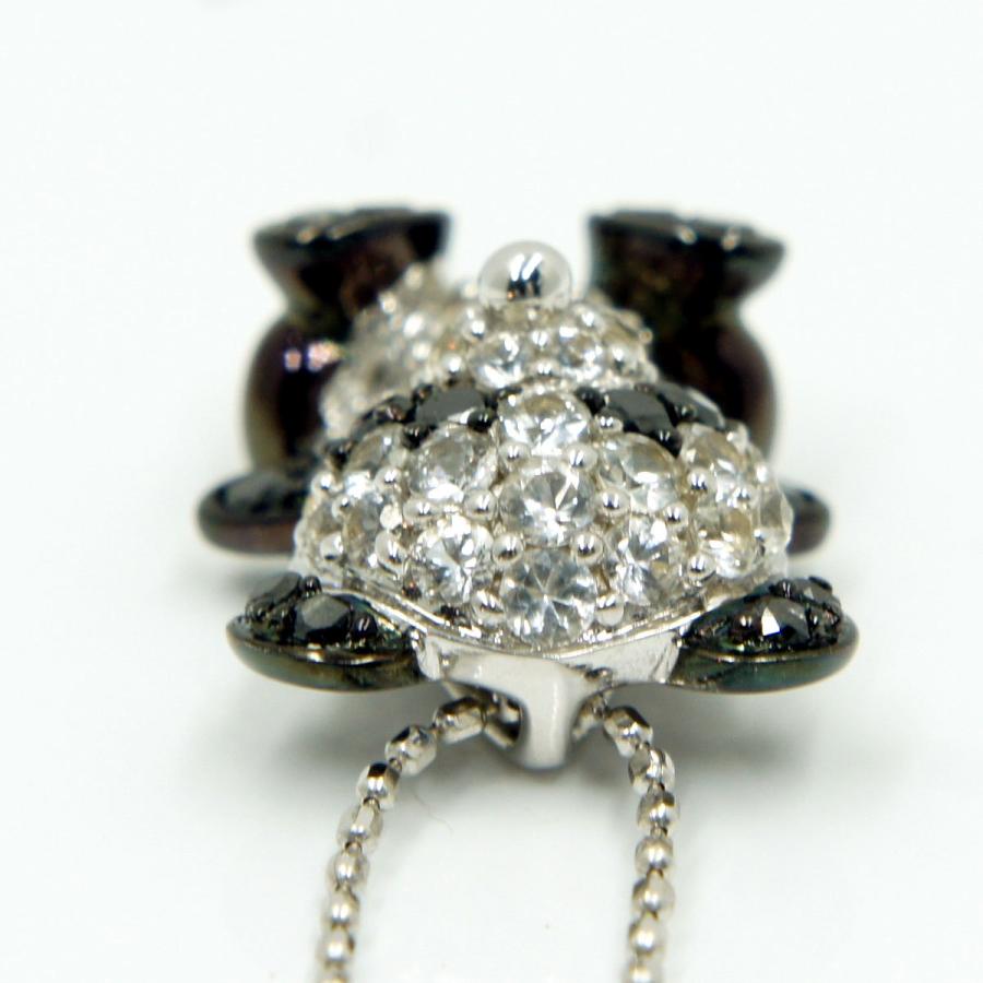K18WGダイヤモンドパンダ　ペンダント付きネックレス　D0.60,0.20ct　重量4.3ｇ(石の重量含む)（中古）