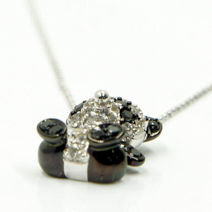 K18WGダイヤモンドパンダ　ペンダント付きネックレス　D0.60,0.20ct　重量4.3ｇ(石の重量含む)（中古）
