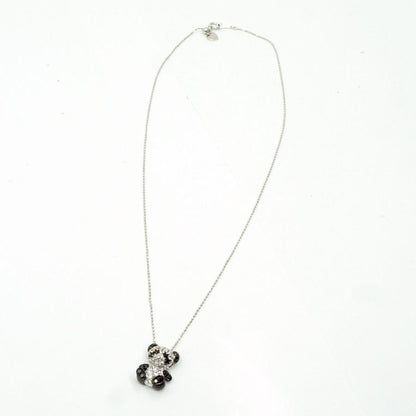 K18WGダイヤモンドパンダ　ペンダント付きネックレス　D0.60,0.20ct　重量4.3ｇ(石の重量含む)（中古）