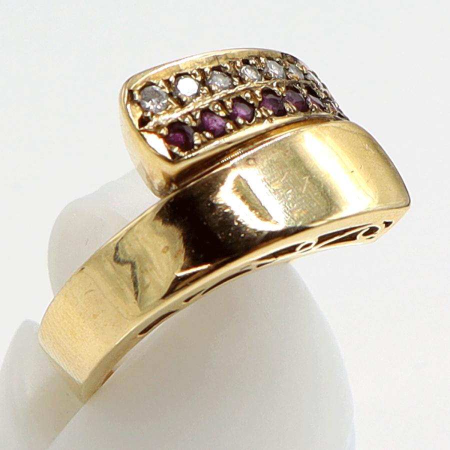 K18ルビーダイヤモンドリング　R0.17ct　D0.15ct　リングサイズ11号　重量7.37ｇ(石の重量含む)　レディース（中古）