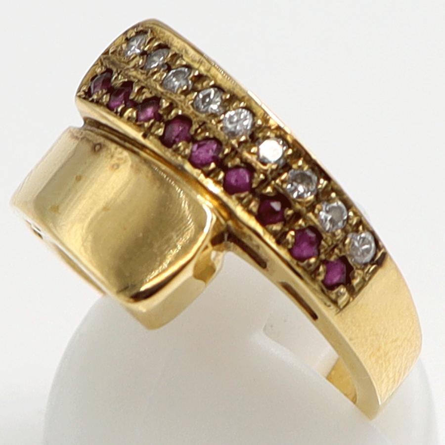 K18ルビーダイヤモンドリング　R0.17ct　D0.15ct　リングサイズ11号　重量7.37ｇ(石の重量含む)　レディース（中古）