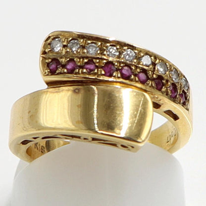 K18ルビーダイヤモンドリング　R0.17ct　D0.15ct　リングサイズ11号　重量7.37ｇ(石の重量含む)　レディース（中古）