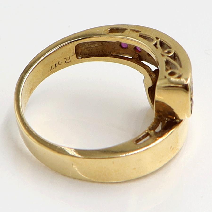 K18ルビーダイヤモンドリング　R0.17ct　D0.15ct　リングサイズ11号　重量7.37ｇ(石の重量含む)　レディース（中古）