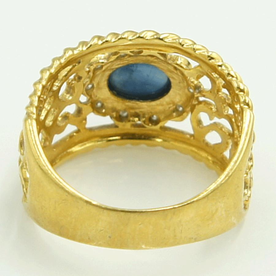 K18サファイアダイヤモンドリング　S1.42ct　D0.06ct　リングサイズ15号　重量5.70ｇ(石の重量含む)　レディース（中古）