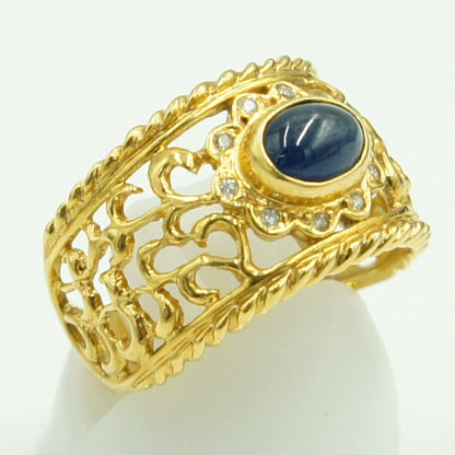 K18サファイアダイヤモンドリング　S1.42ct　D0.06ct　リングサイズ15号　重量5.70ｇ(石の重量含む)　レディース（中古）