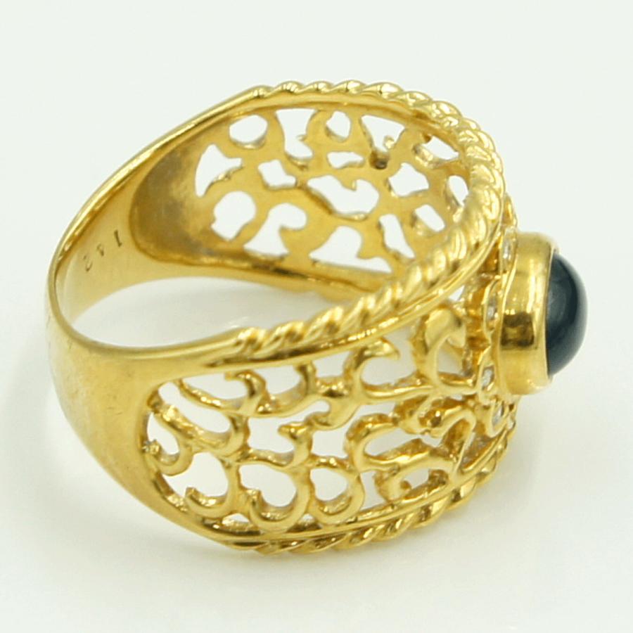 K18サファイアダイヤモンドリング　S1.42ct　D0.06ct　リングサイズ15号　重量5.70ｇ(石の重量含む)　レディース（中古）