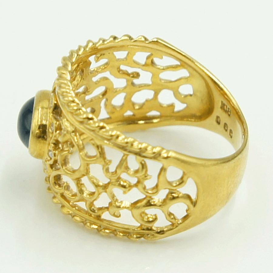 K18サファイアダイヤモンドリング　S1.42ct　D0.06ct　リングサイズ15号　重量5.70ｇ(石の重量含む)　レディース（中古）