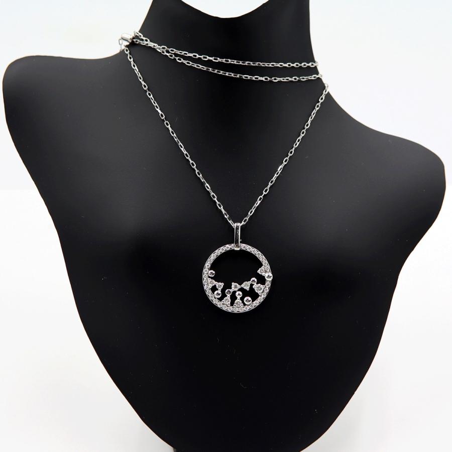 K18WGダイヤペンダントネックレス　D0.45ct　ネック長さ約44cm　重量4.12ｇ(石の重量含む)(中古)